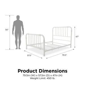 Max & Finn Wren Metal Bed - White - Full