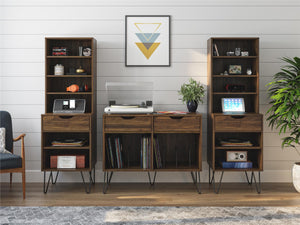 Novogratz Concord Turntable Stand with Drawers - Florence Walnut