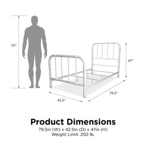 DHP Jenny Lind Metal Bed Frame - White - Twin