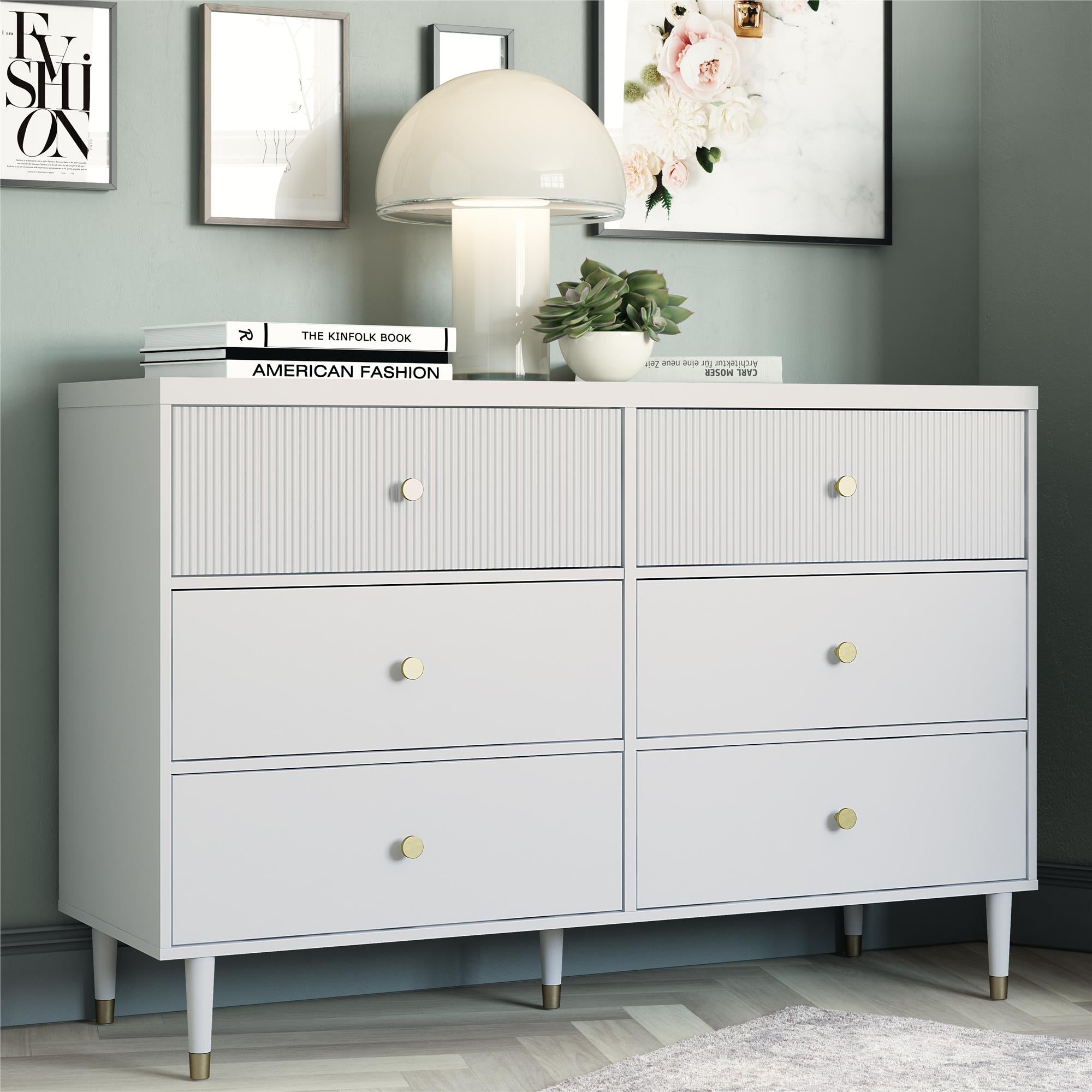CosmoLiving Elizabeth 6-Drawer Dresser - Dove Gray