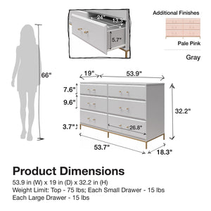 Mr. Kate Effie 6-Drawer Dresser - Gray