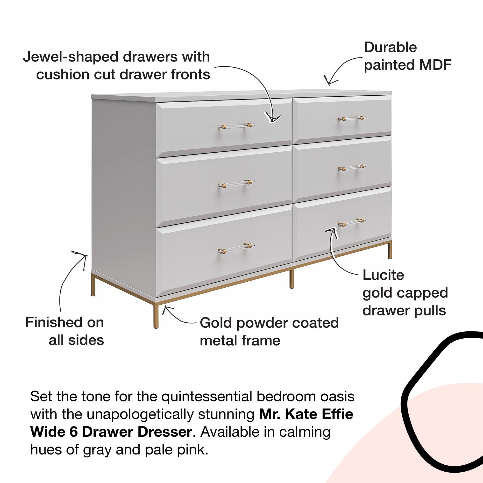 Mr. Kate Effie 6-Drawer Dresser - Gray