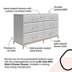 Mr. Kate Effie 6-Drawer Dresser - Gray