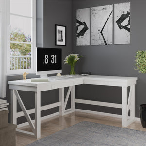 Ameriwood Home Crestwood Lift Top L Desk, White - White