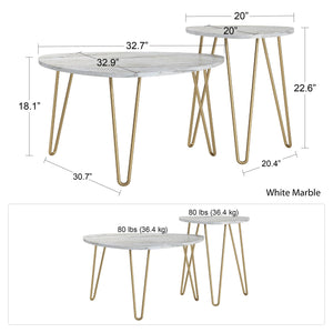 Novogratz Athena Nesting Tables - White marble