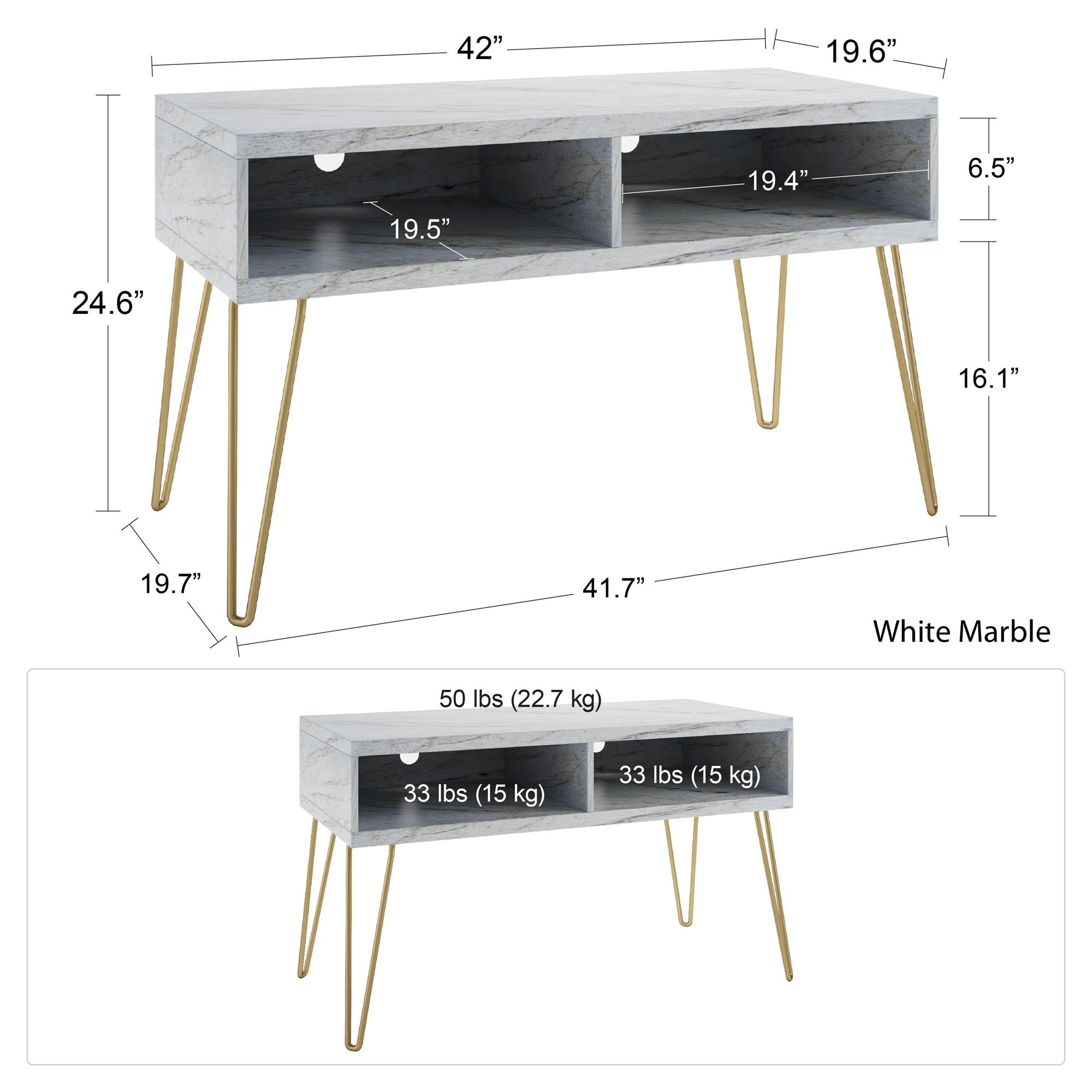 Novogratz Athena TV Stand for TVs up to 42" - White marble