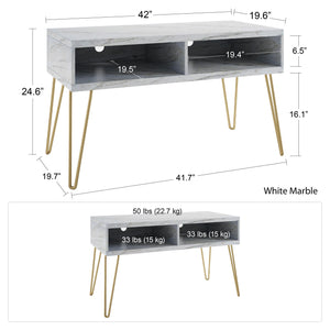 Novogratz Athena TV Stand for TVs up to 42" - White marble
