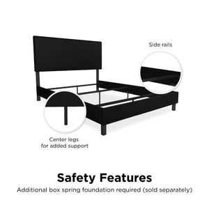 DHP Janford Upholstered Bed Frame - Black Faux Leather - Full