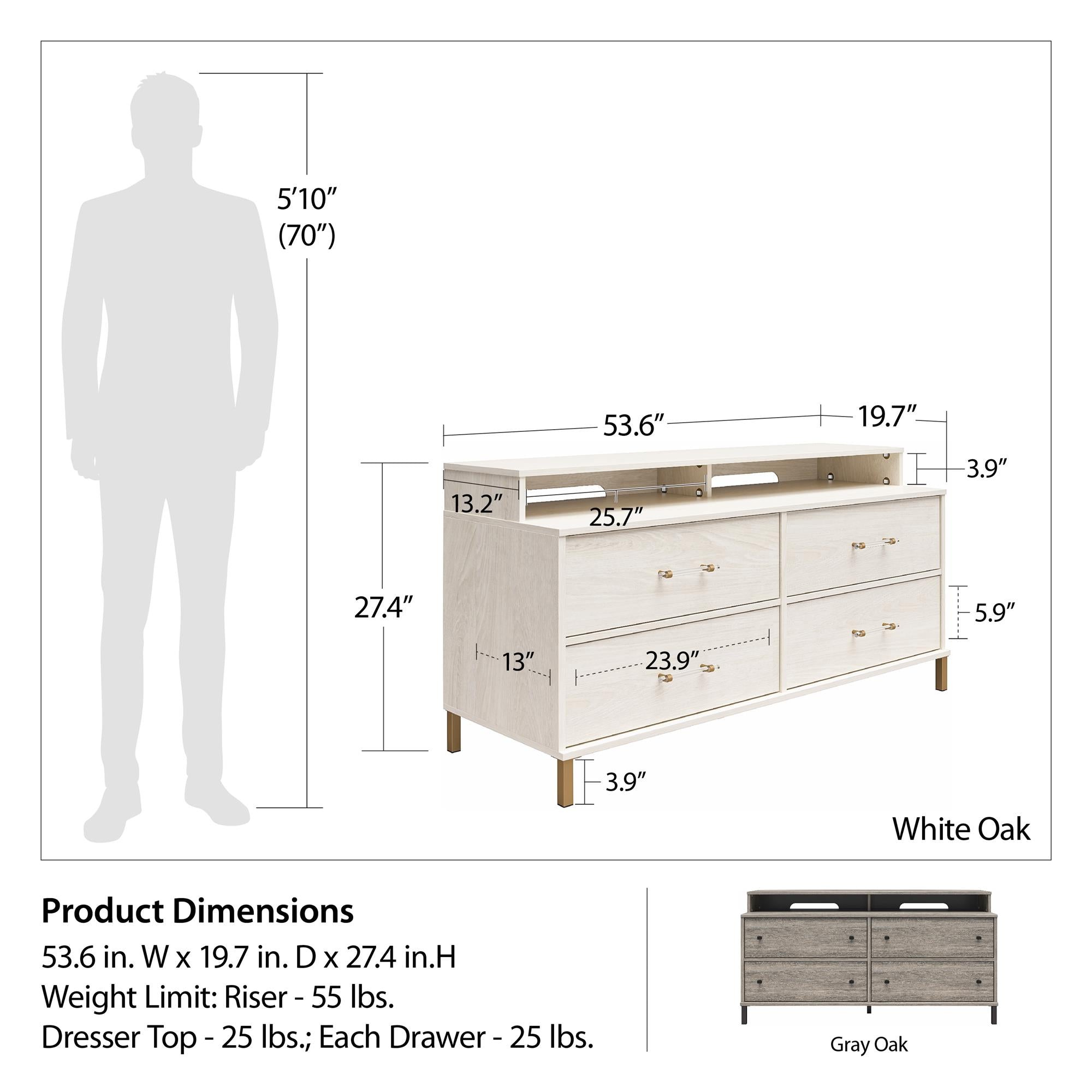 Novogratz Kalissa Media Dresser for TVs up to 50" - Gray Oak