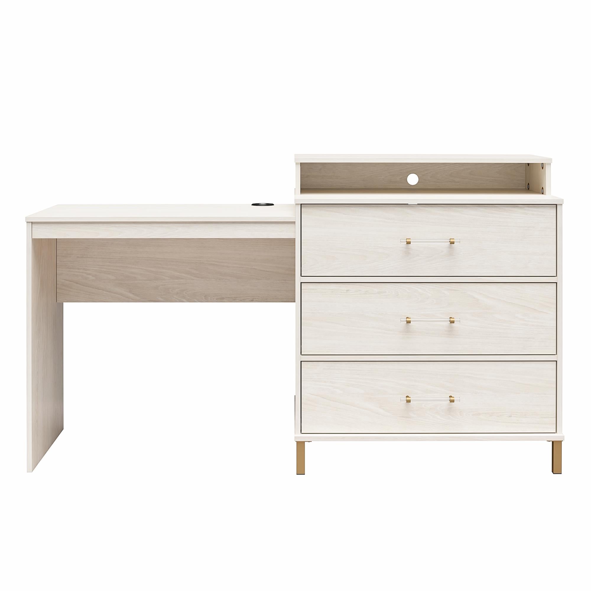 Novogratz Kalissa Dresser/Desk Combo with Wireless Charger - White Oak
