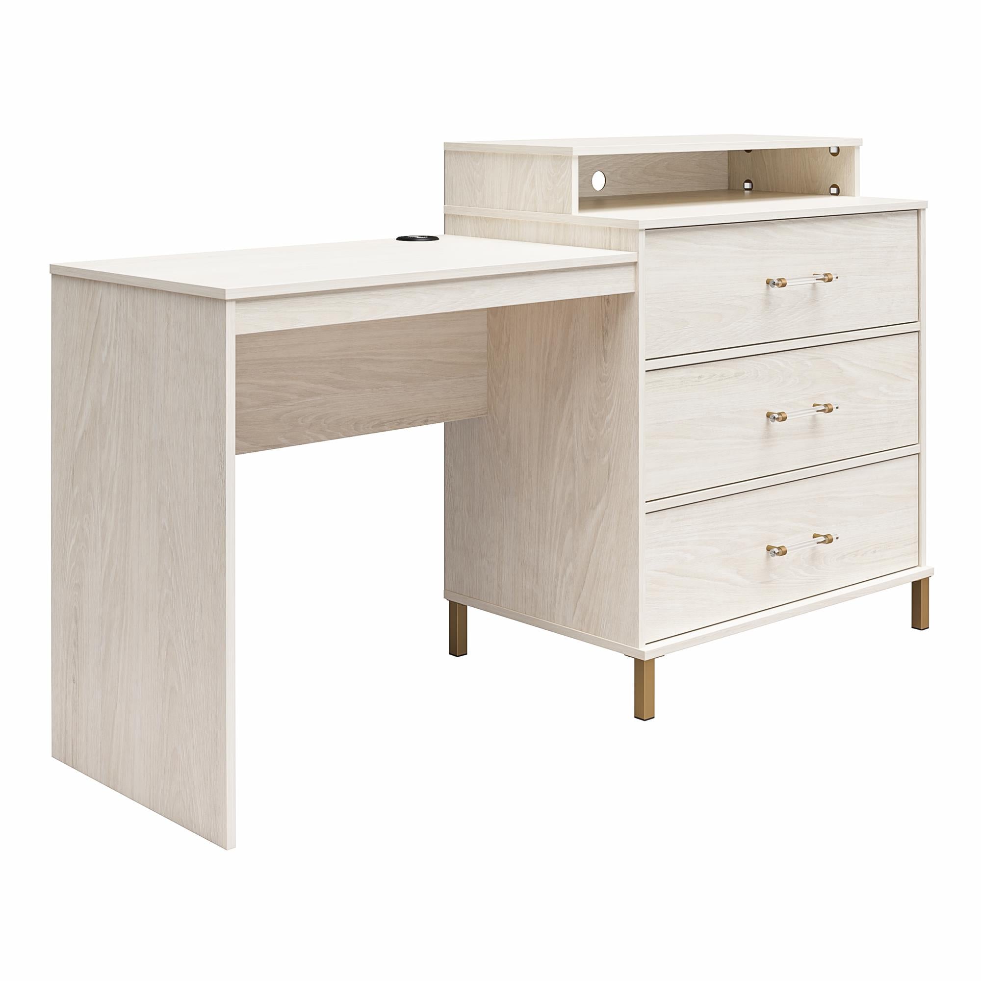 Novogratz Kalissa Dresser/Desk Combo with Wireless Charger - White Oak