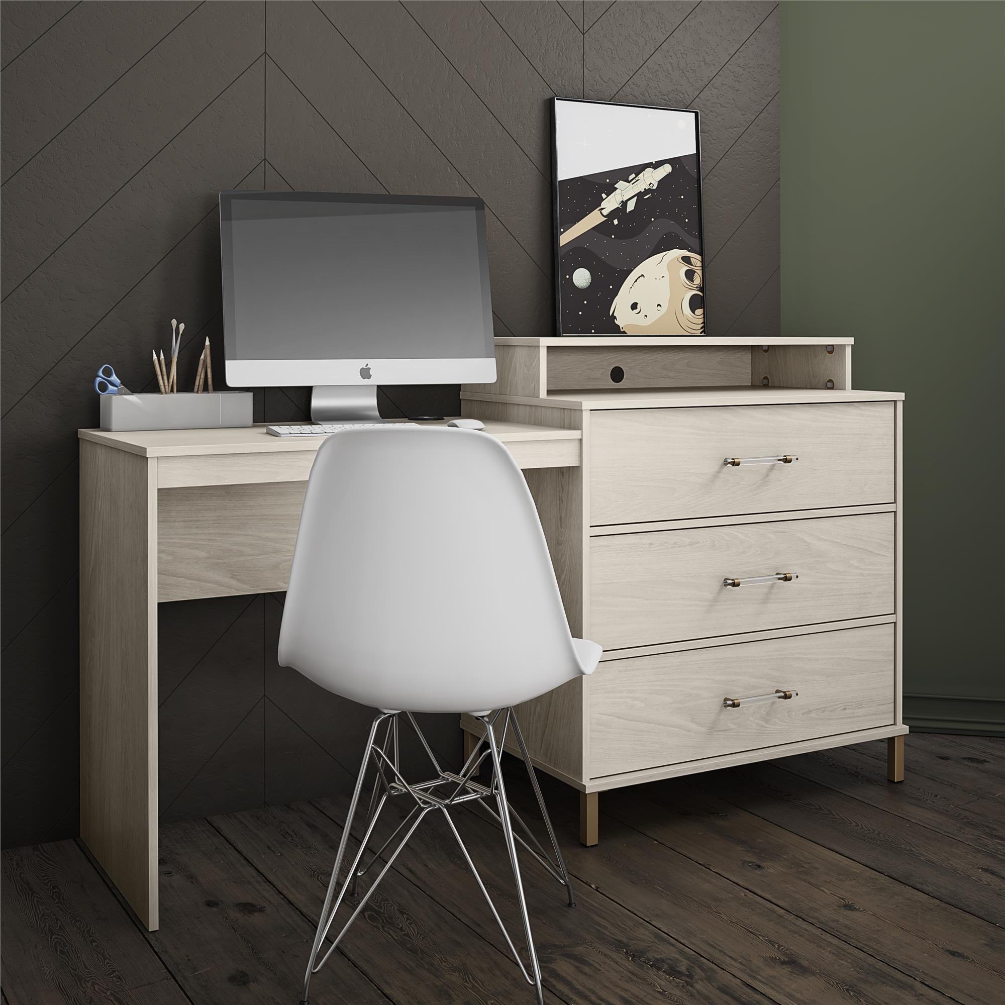 Novogratz Kalissa Dresser/Desk Combo with Wireless Charger - White Oak