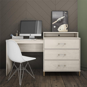 Novogratz Kalissa Dresser/Desk Combo with Wireless Charger - White Oak
