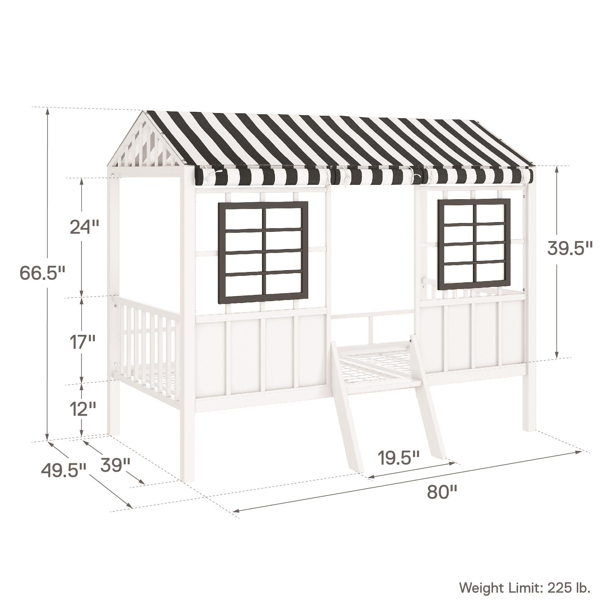 Little Seeds Rowan Valley Forest Loft Bed, Black/White, Twin - White/Black - Twin
