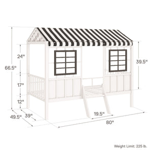 Little Seeds Rowan Valley Forest Loft Bed, Black/White, Twin - White/Black - Twin