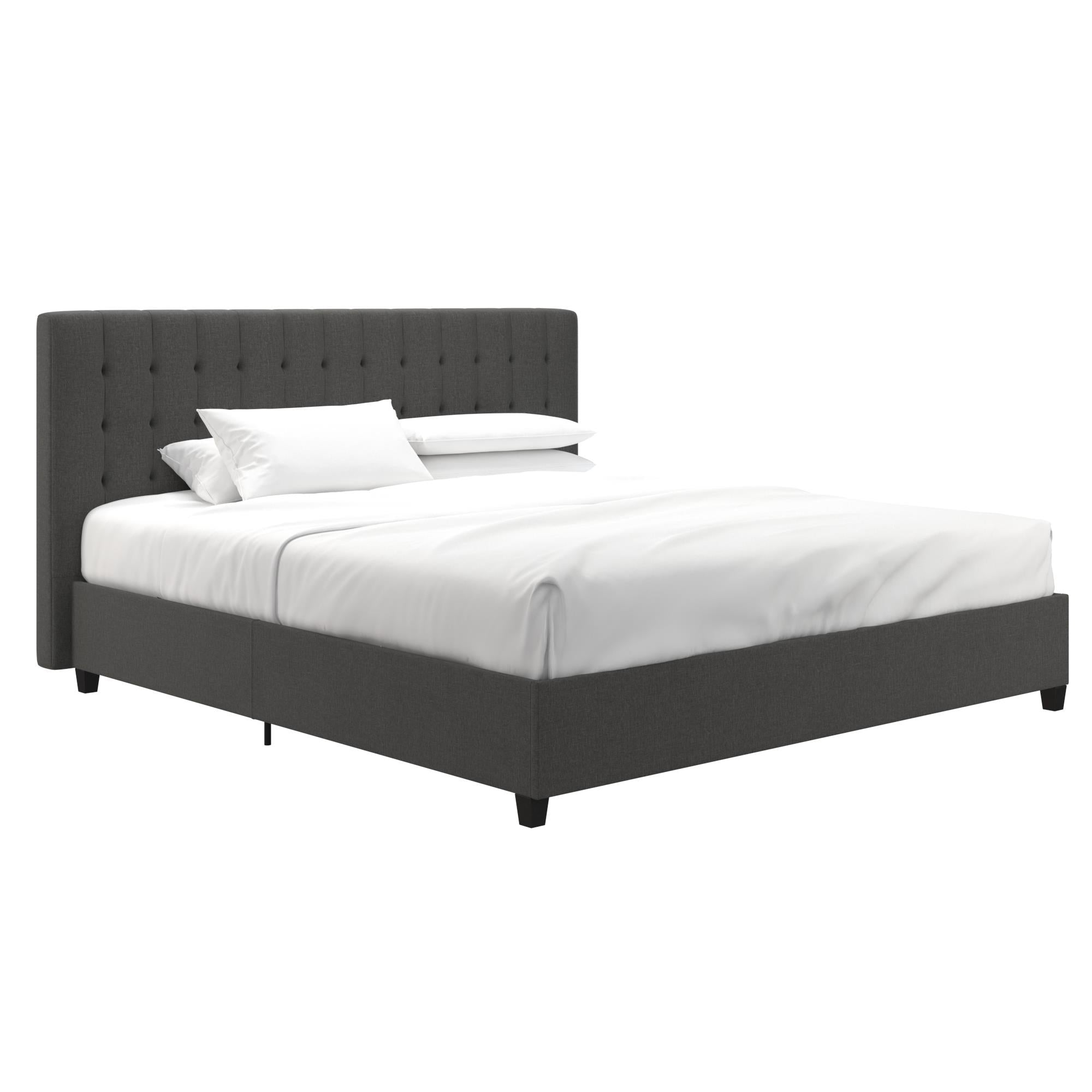 DHP Emily Upholstered Bed - Grey Linen - King