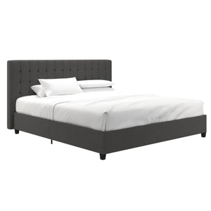 DHP Emily Upholstered Bed - Grey Linen - King