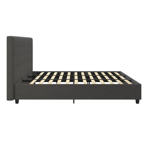 DHP Emily Upholstered Bed - Grey Linen - King