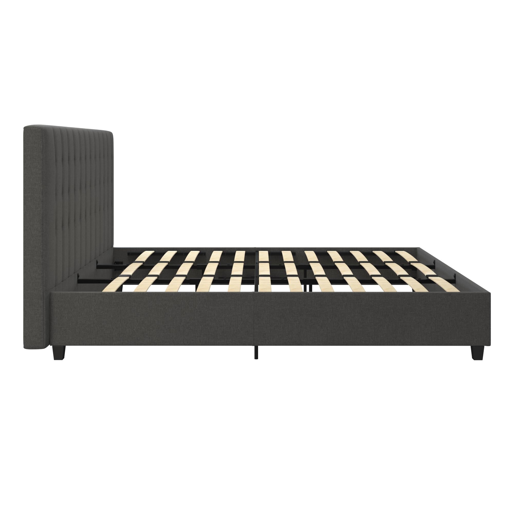DHP Emily Upholstered Bed - Grey Linen - King