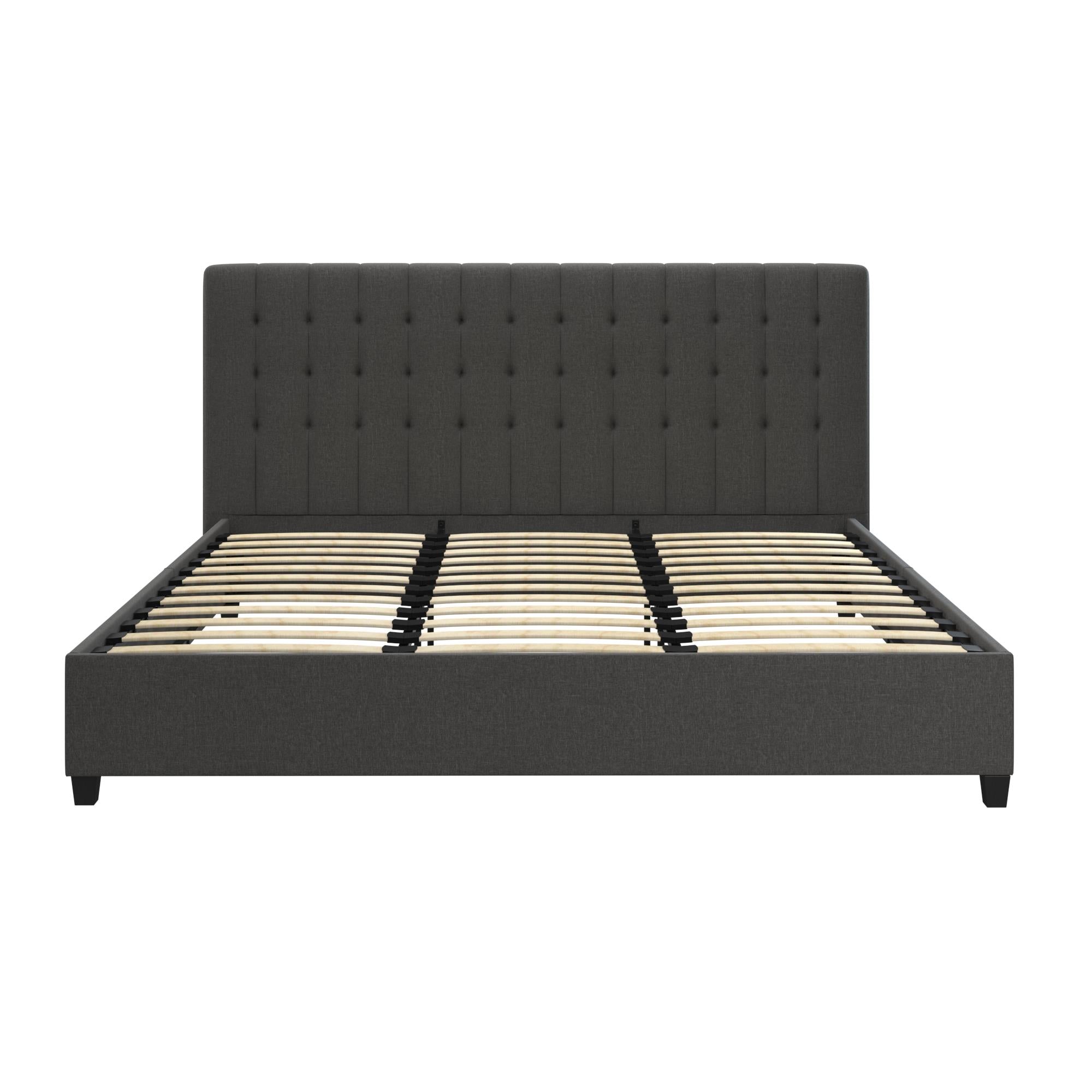 DHP Emily Upholstered Bed - Grey Linen - King