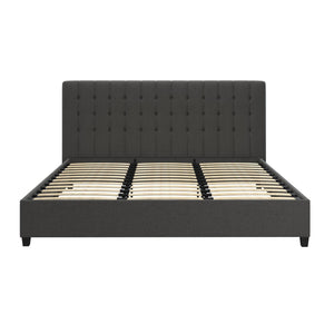 DHP Emily Upholstered Bed - Grey Linen - King