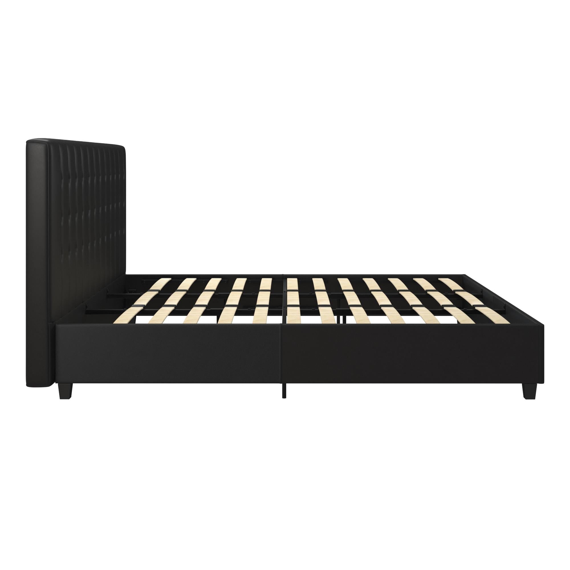 DHP Emily Upholstered Bed - Black Faux Leather - King