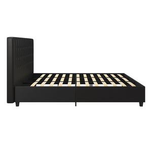 DHP Emily Upholstered Bed - Black Faux Leather - King