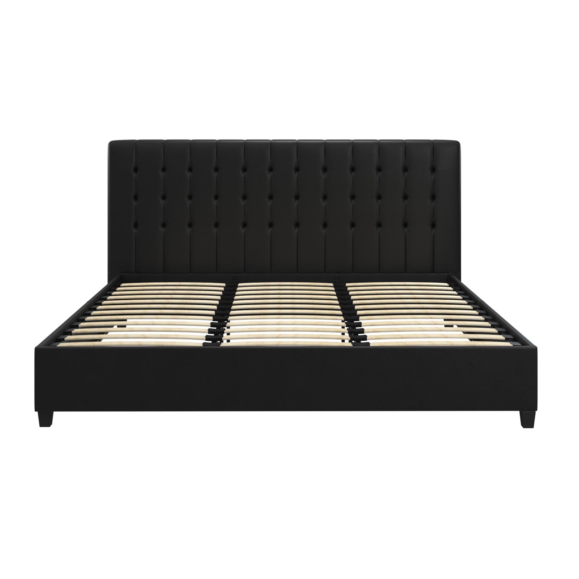 DHP Emily Upholstered Bed - Black Faux Leather - King