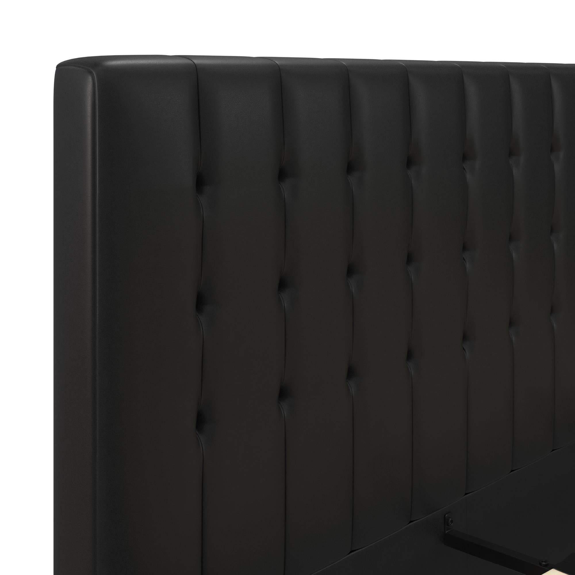 DHP Emily Upholstered Bed - Black Faux Leather - King