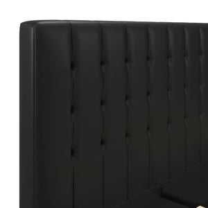 DHP Emily Upholstered Bed - Black Faux Leather - King