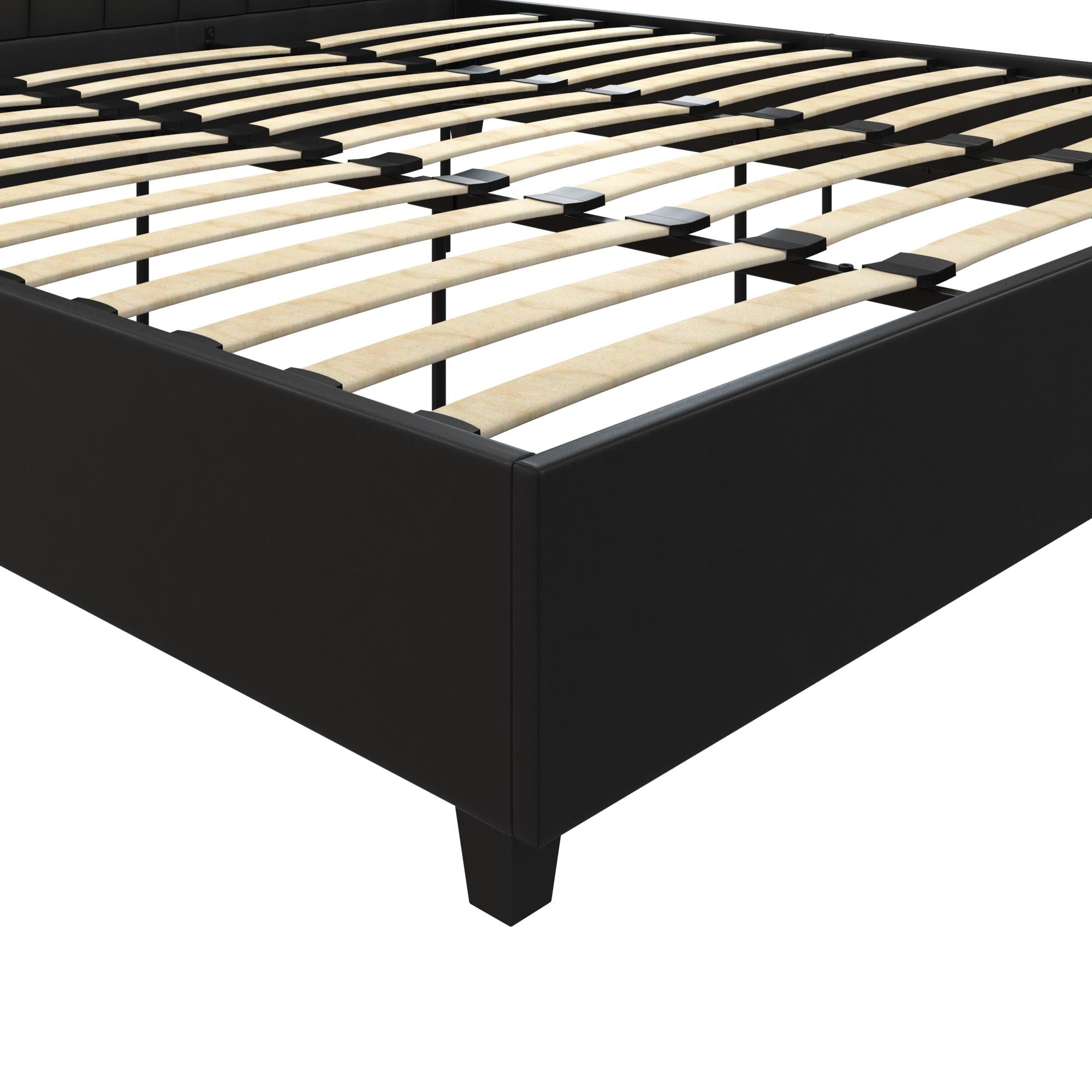 DHP Emily Upholstered Bed - Black Faux Leather - King