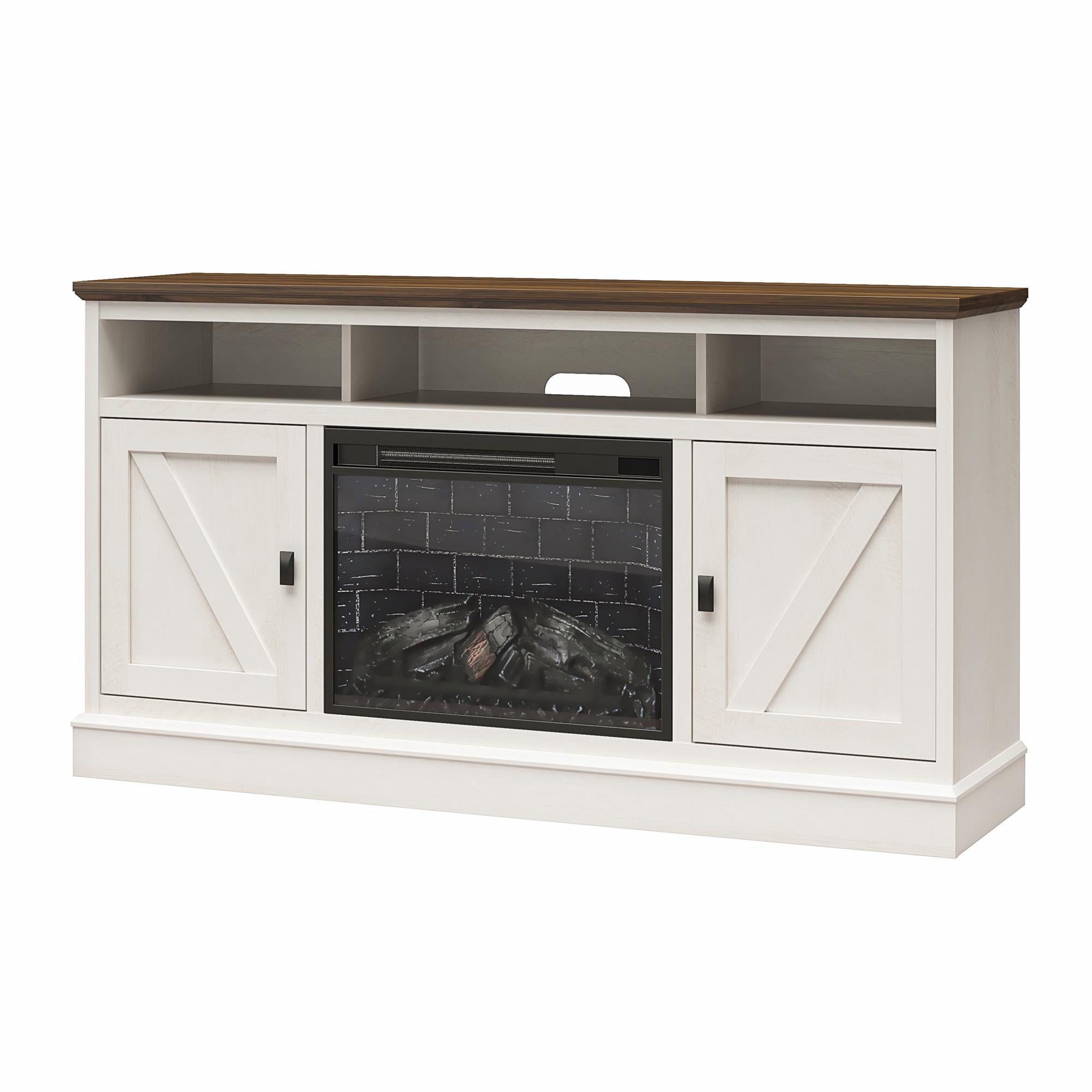 Ameriwood Home Ashton Lane Electric Fireplace TV Stand with Remote for TVs up to 65in - Magnolia Oak
