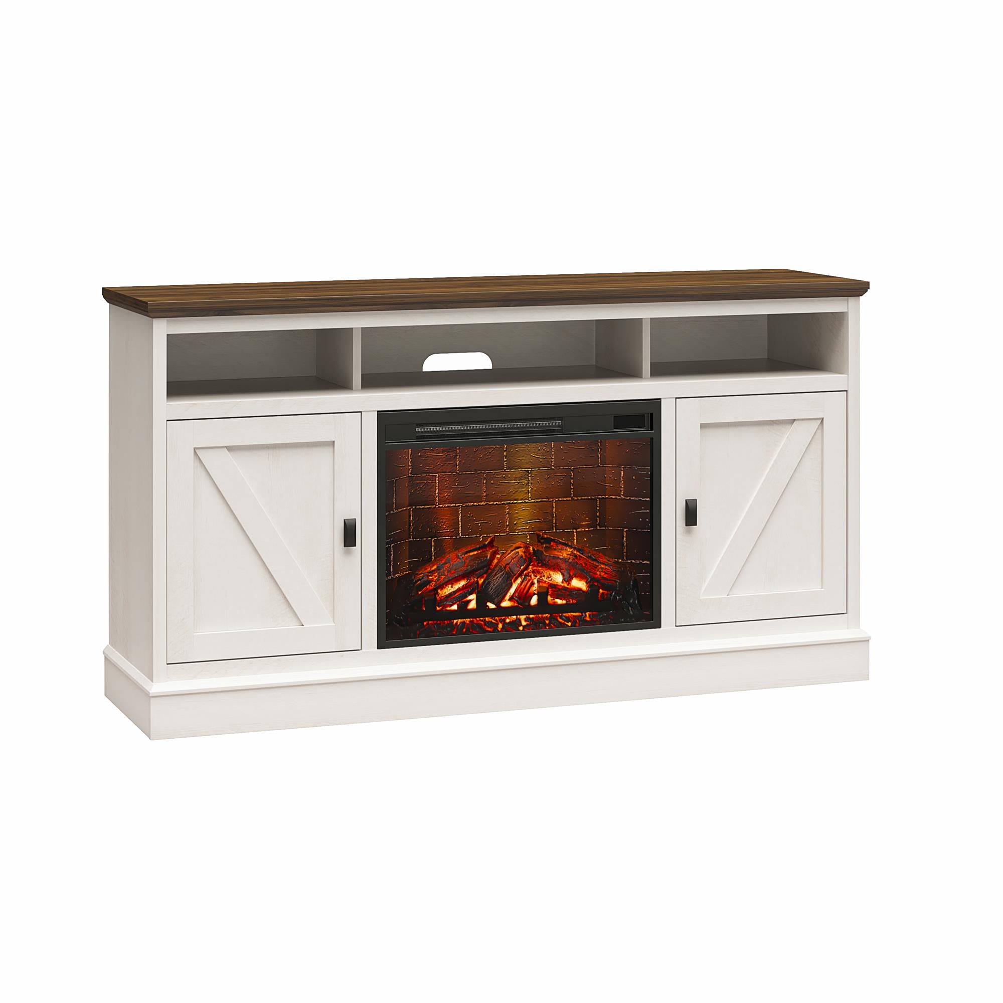 Ameriwood Home Ashton Lane Electric Fireplace TV Stand with Remote for TVs up to 65in - Magnolia Oak