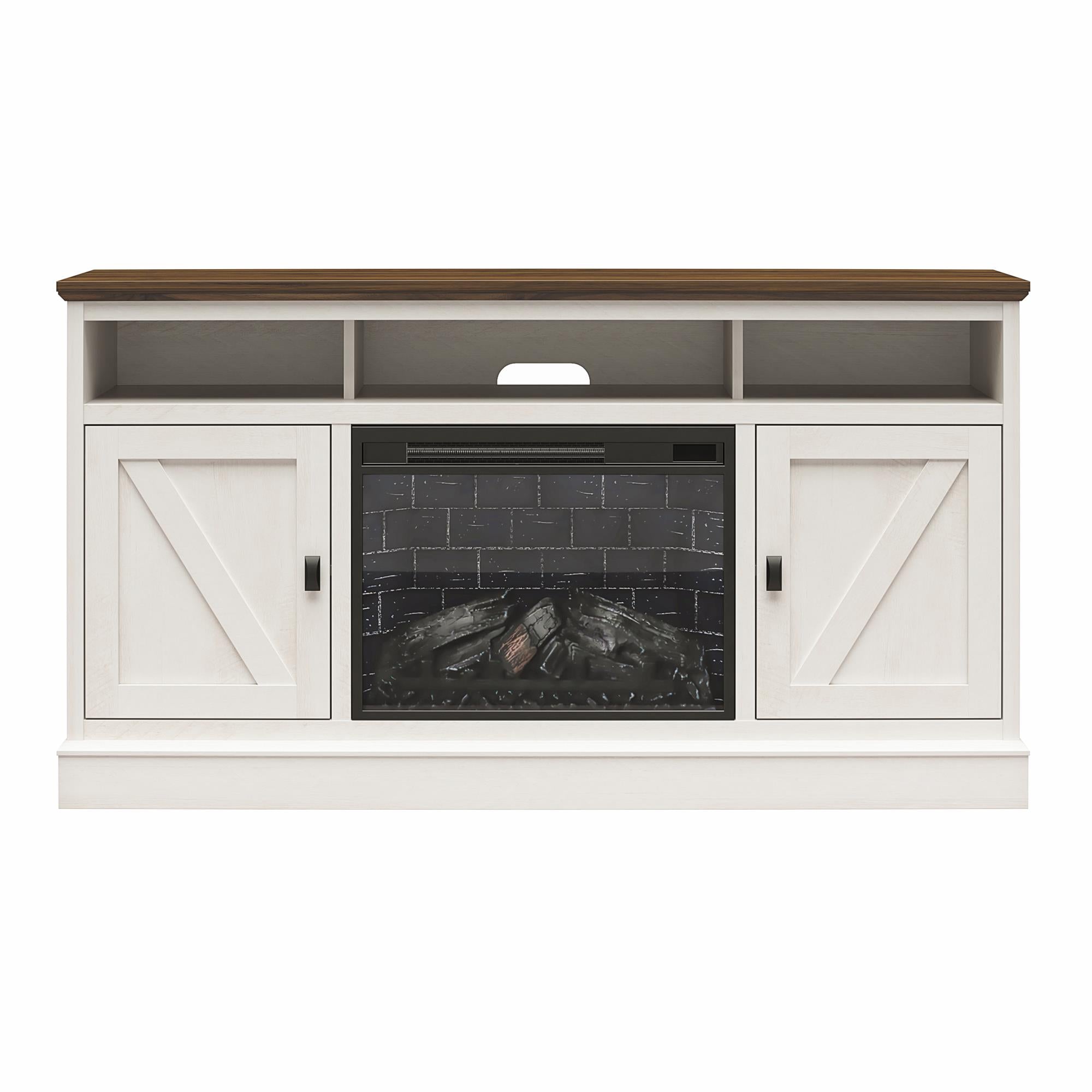 Ameriwood Home Ashton Lane Electric Fireplace TV Stand with Remote for TVs up to 65in - Magnolia Oak