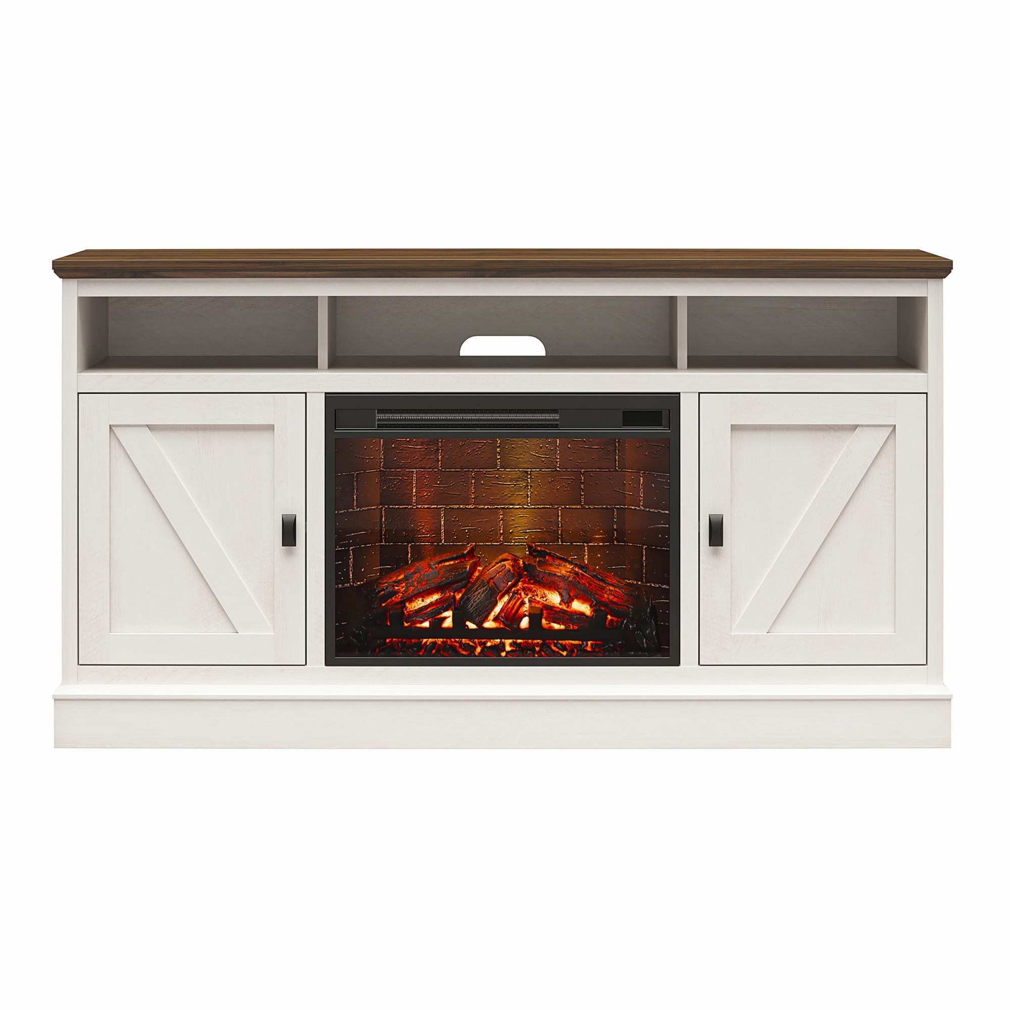 Ameriwood Home Ashton Lane Electric Fireplace TV Stand with Remote for TVs up to 65in - Magnolia Oak