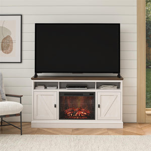 Ameriwood Home Ashton Lane Electric Fireplace TV Stand with Remote for TVs up to 65in - Magnolia Oak