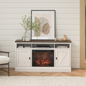 Ameriwood Home Ashton Lane Electric Fireplace TV Stand with Remote for TVs up to 65in - Magnolia Oak