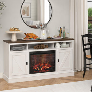 Ameriwood Home Ashton Lane Electric Fireplace TV Stand with Remote for TVs up to 65in - Magnolia Oak
