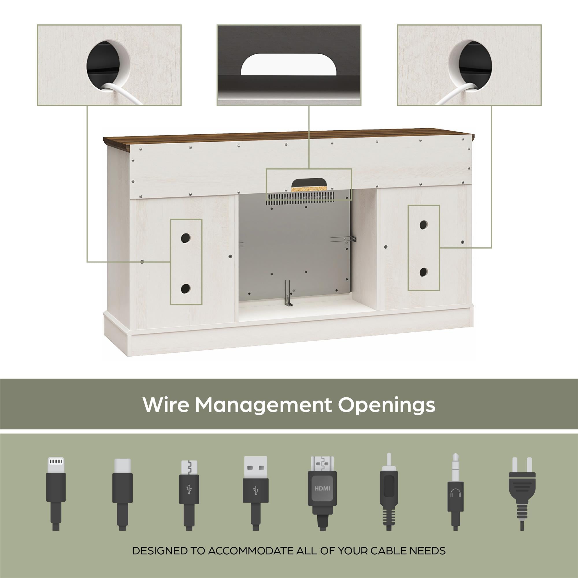 Ameriwood Home Ashton Lane Electric Fireplace TV Stand with Remote for TVs up to 65in - Magnolia Oak