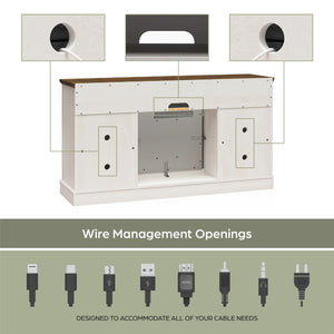 Ameriwood Home Ashton Lane Electric Fireplace TV Stand with Remote for TVs up to 65in - Magnolia Oak