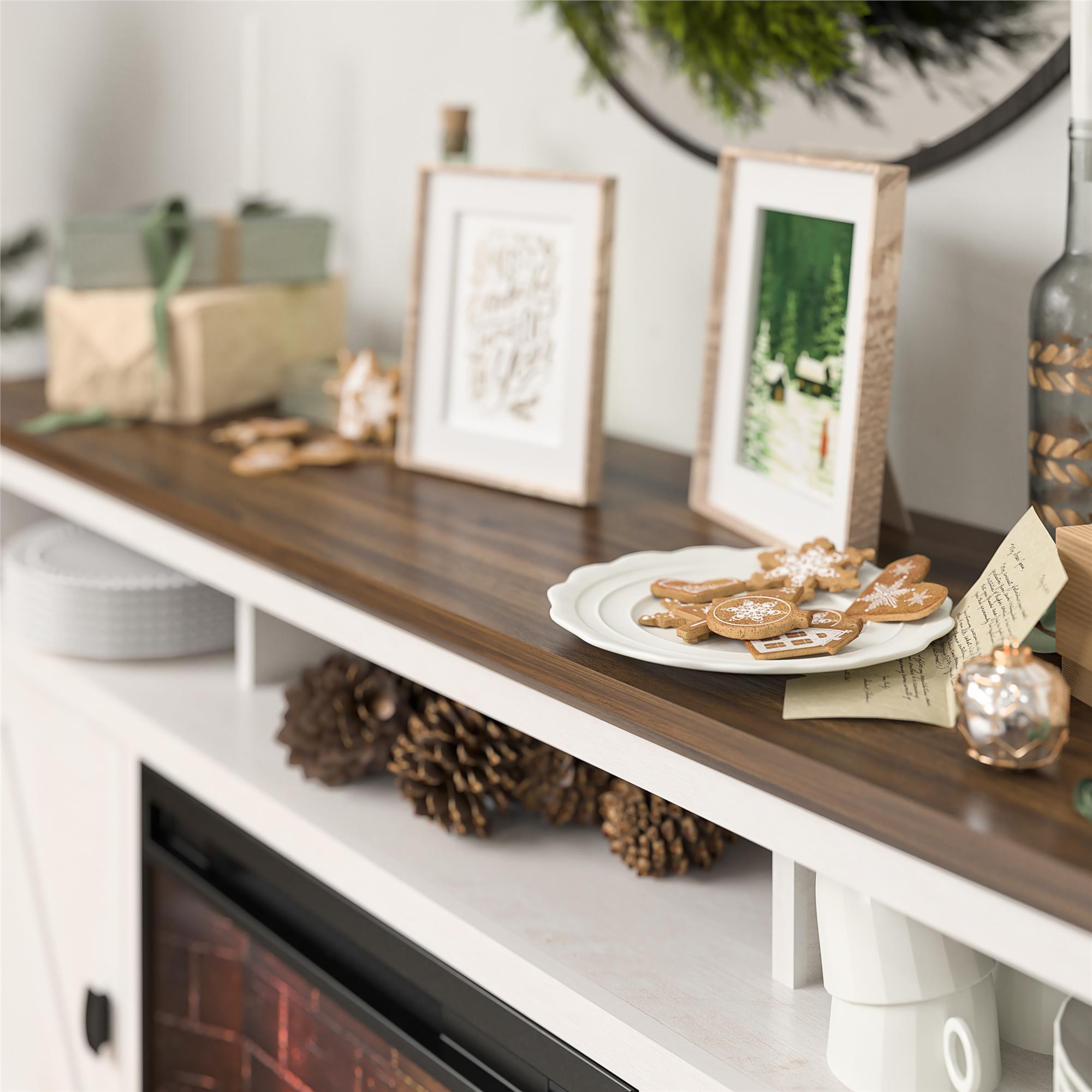 Ameriwood Home Ashton Lane Electric Fireplace TV Stand with Remote for TVs up to 65in - Magnolia Oak