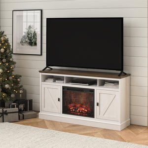 Ameriwood Home Ashton Lane Electric Fireplace TV Stand with Remote for TVs up to 65in - Magnolia Oak