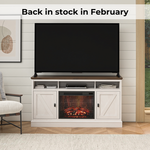 Ameriwood Home Ashton Lane Electric Fireplace TV Stand with Remote for TVs up to 65in - Magnolia Oak