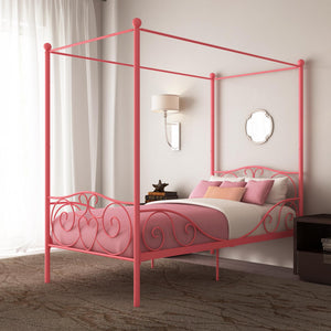 DHP Canopy Metal Bed - Pink - Twin