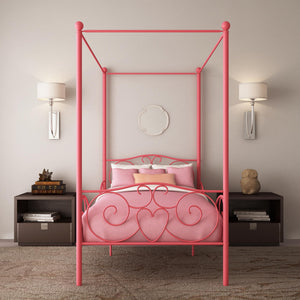 DHP Canopy Metal Bed - Pink - Twin