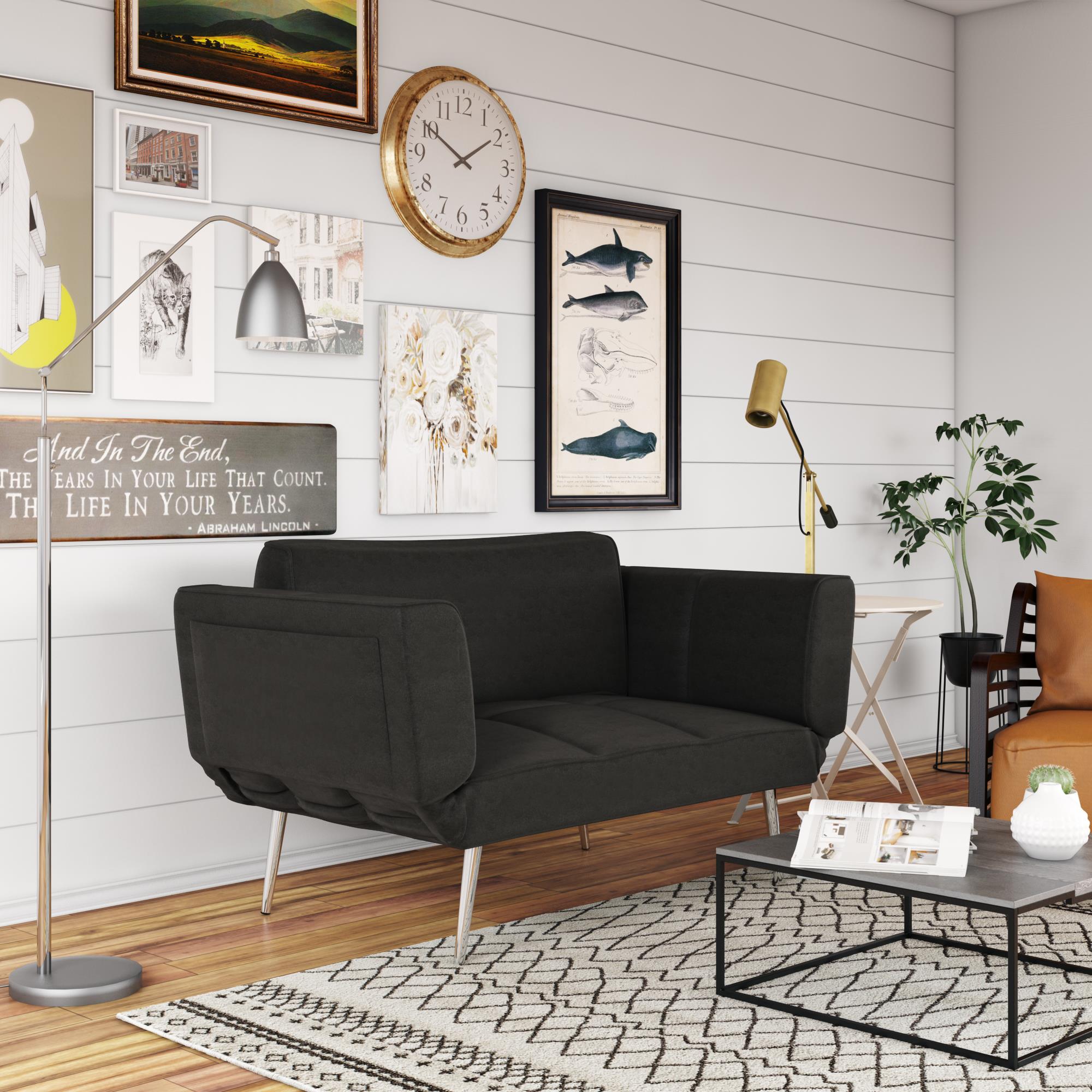 DHP Euro Futon with Magazine Storage - Black