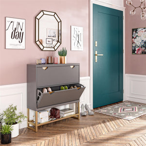 CosmoLiving Brielle Entryway Shoe Storage - Graphite Grey