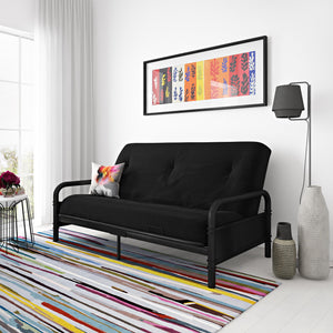 DHP Mali Futon Set with Metal Frame and 6" Mattress - Black