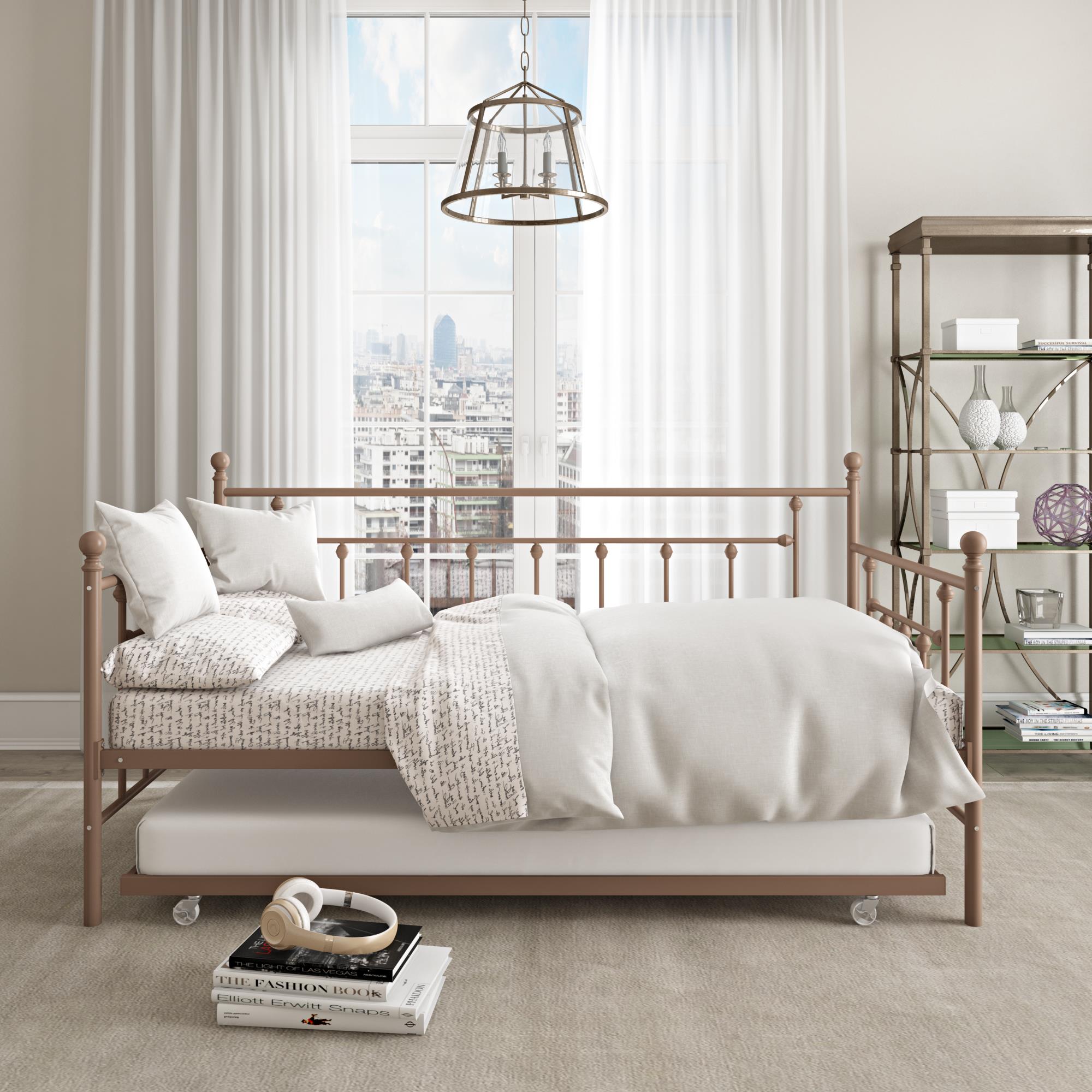 DHP Manila Metal Daybed with Trundle - Millennial Pink - Twin
