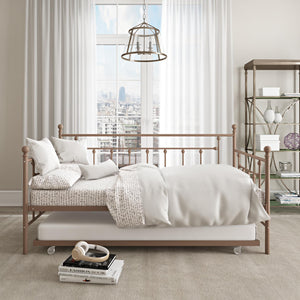 DHP Manila Metal Daybed with Trundle - Millennial Pink - Twin